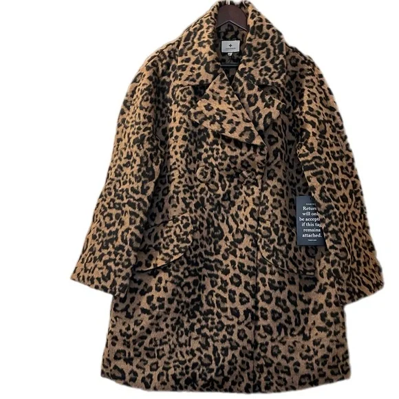 Tuckernuck Coat Leopard Brushed Wool Harley Peacoat Overcoat Sz L - Picture 2 of 15